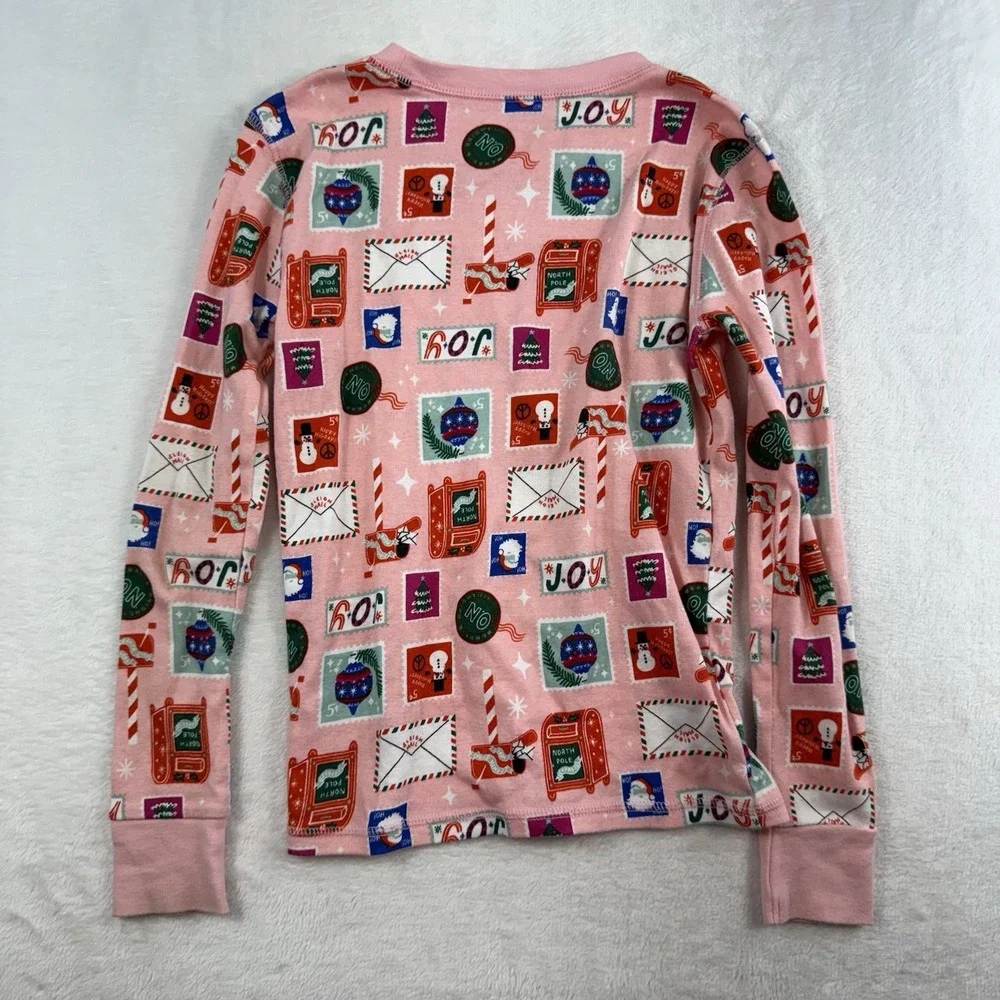 Old Navy Kids L‎ 10 Pajamas Set 2 Piece Holiday Christmas Pink Matching Snug-Fit